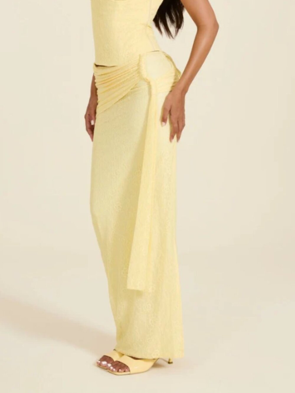 The Lexi Lace Maxi Skirt in Butter Yellow - Size US 14 - NWT